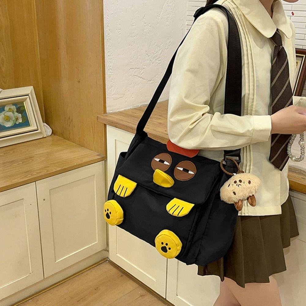 Lovely Chicken Nylon Shoulder Bag Cute Students Book Bag Creative Hen Shape School Bag Travel
