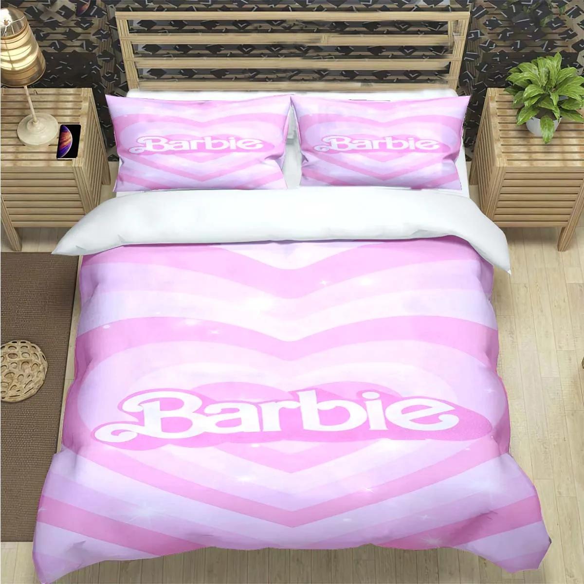 

Hot Fashion B-Barbie Cartoon Print Bedding Sets Bed Supplies Set Comforter Set Teens Girls Cartoon Twin Single Kid Luxury Gift US Full 200x230cm