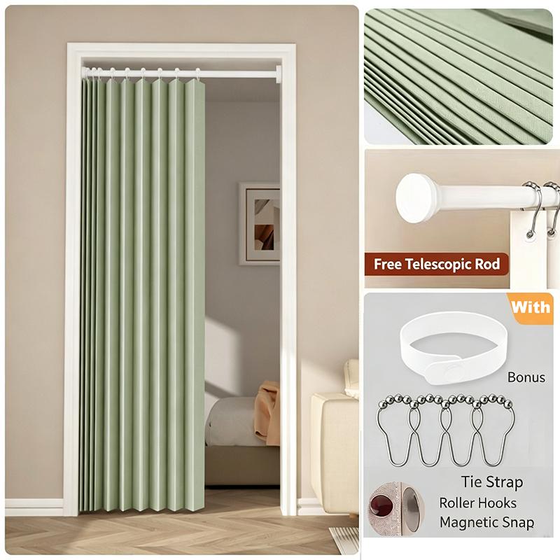 Stylish Elegant Folding Door Curtain No Punching Design Home Decor Privacy Better Space Partitioning For Kitchen Home Bedroom