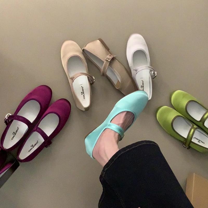 Modne Baleriny Damskie Modne Okrągły Nosek Płaskie Wsuwane Damskie Miękkie Damskie Baleriny Mary Jane Płaski Obcas Codzienne Buty Baleriny