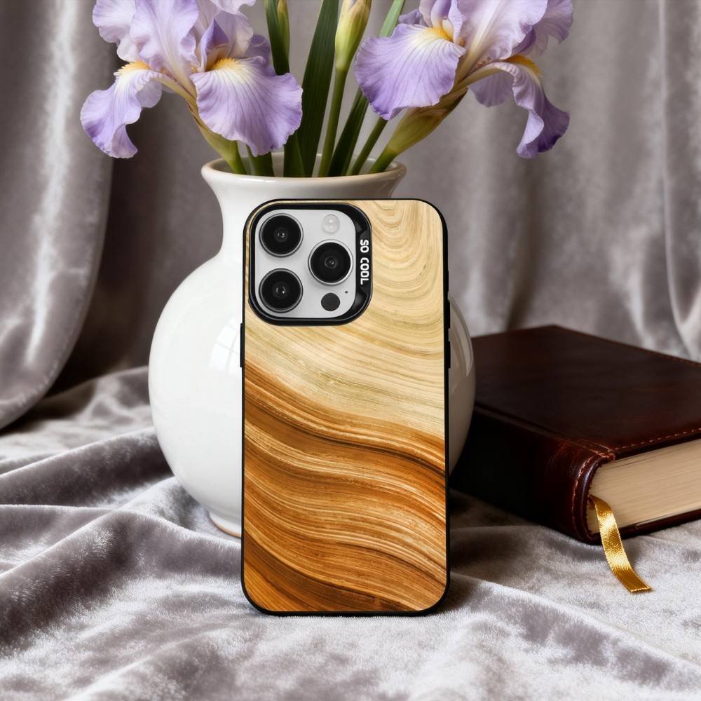 Art W-Wood G-Grain Natural Phone Case For iPhone17,16,15,14,13,12,11 Plus,Pro Max Black Candy Silver Phone Case
