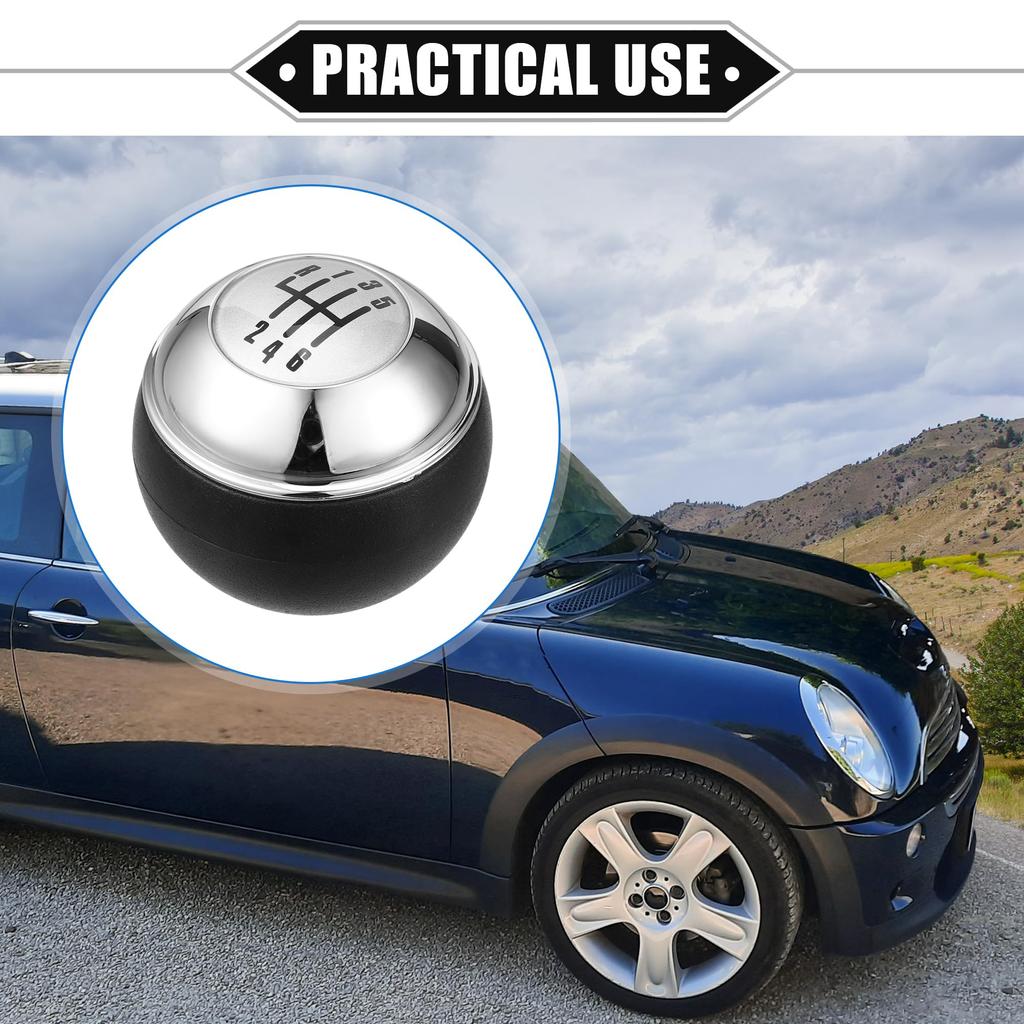 VekAuto Mini R50 R53 2000-2006 6-Speed Manual Gear Shift Knob for Mini Cabrio R52 2002-2008 Durable Plastic Black Silver Tone
