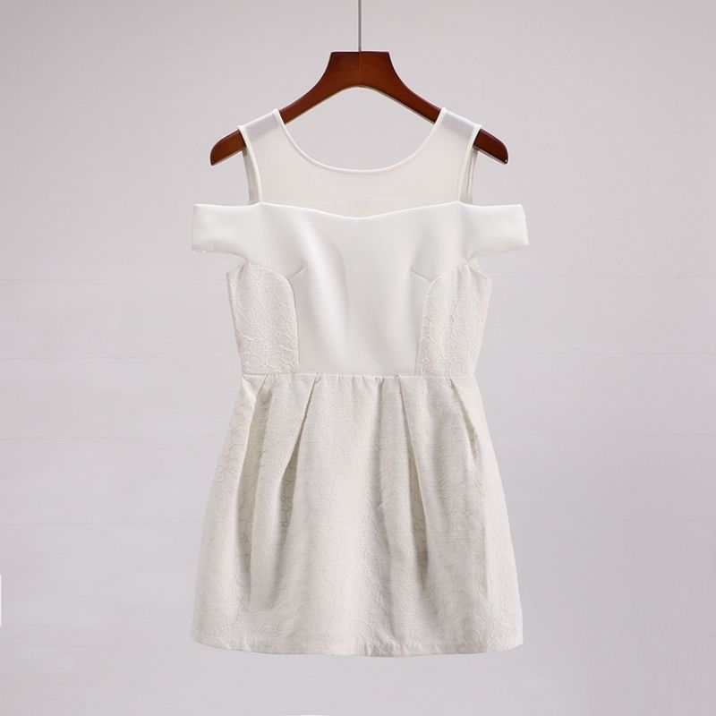 

Strapless 2e887 Special Offer European and American Style Dress Summer Clothes White XS 155/80A macula(Dyeing)