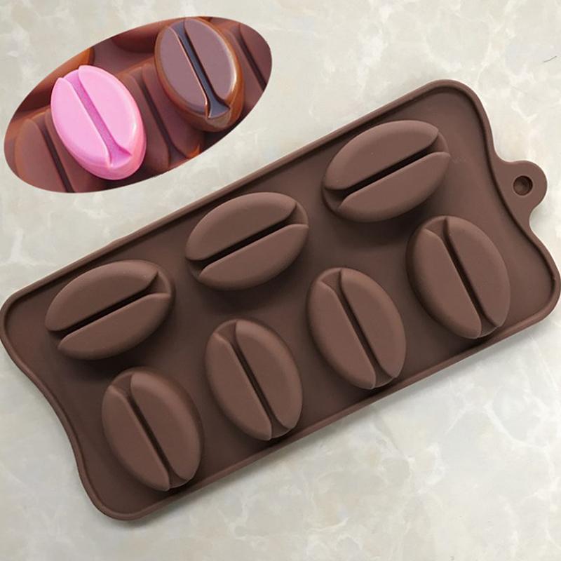 7 Cavity Coffee Bean Silicone Chocolate Mold Plump Baking Cake Decorating Mould