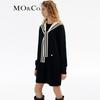 MO&Co. 2024 Spring Merino Wool Blend Shawl Dress with Navy Collar