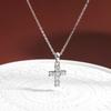 OEVAS 100% 925 Sterling Silber Echter 0,1 Karat 3mm Moissanit Kreuz Anhänger Halskette für Damen Funkelnder Party Feiner Schmuck Geschenke