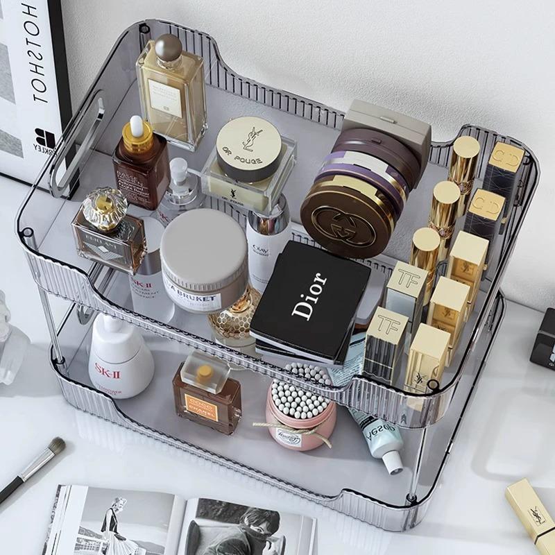 Organizador de maquillaje de escritorio, estante para cosméticos, perfumes y labiales, estilo simple