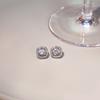 Exquisite And Sweet Square Diamond-Encrusted Hollow Stud Earrings, Light Luxury High-End Celebrity Style Fashion Temperament Earrings