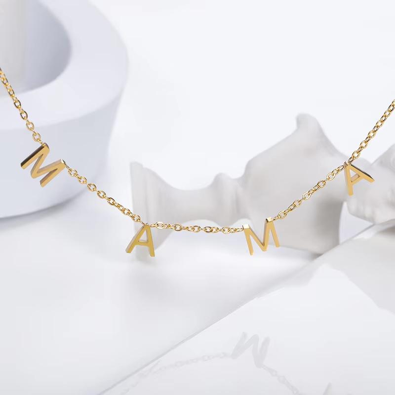 Mama Letters Pendant Necklace For Women Gold Color Stainless Steel Clavicle Chain Choker Female Fashion Jewelry Mom Gifts