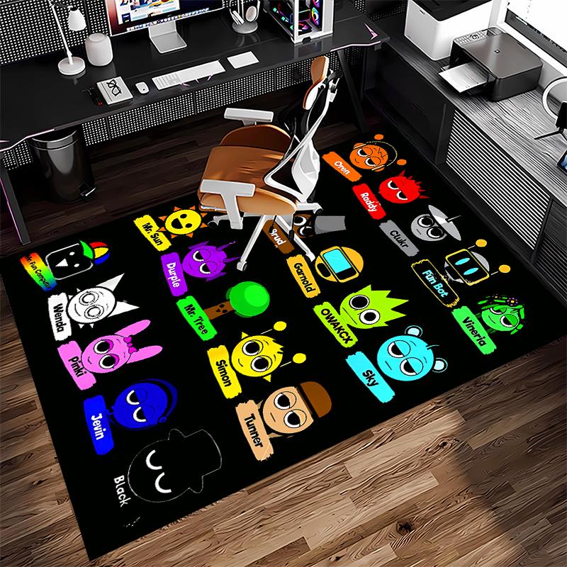 1pc Sprunki Game2 Print Area Rug - Soft, Washable Non-Slip Indoor Mat for Office Chairs, Living Room, Home Office Decorative Rug