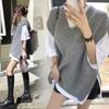 Autumn and Winter Loose Knitted Sweater Vest Women Thick Sleeveless Casual Pullover Sweater Vests Office Lady Elegant Solid Knitwear Waistcoat 25333