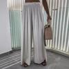 Женские повседневные брюки со средней посадкой и эластичной резинкой на талии, широкие брюки, однотонные спортивные свободные брюки длиной до пола, летние брюки