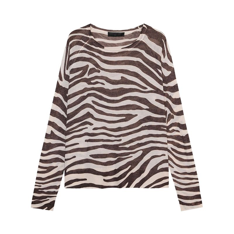 Zaprha 2025 New Arrival Long Sleeves Round Neck Minimalist Casual Thin Needle Knitwear Female Loose and Lazy Style 0506005