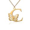 Dainty Big Butterfly Letters Necklaces For Women Girl Jewelry Stainless Steel Chain Initial Pendant Necklace Best Accessories