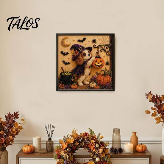 3D Imitation Pearl Painting Kit Halloween Faux Kit, Puppy Ghost Art Craft Kits for Families Groups Adults Beginners, Home Wall Decor, DIY Stress