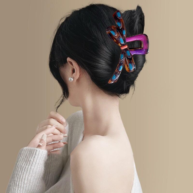 Maillard Contrast Color Drip Oil Bow Hair Grab Exquisite Advanced Grab Clip Versatile Personality Exquisite Hair Accessories Women