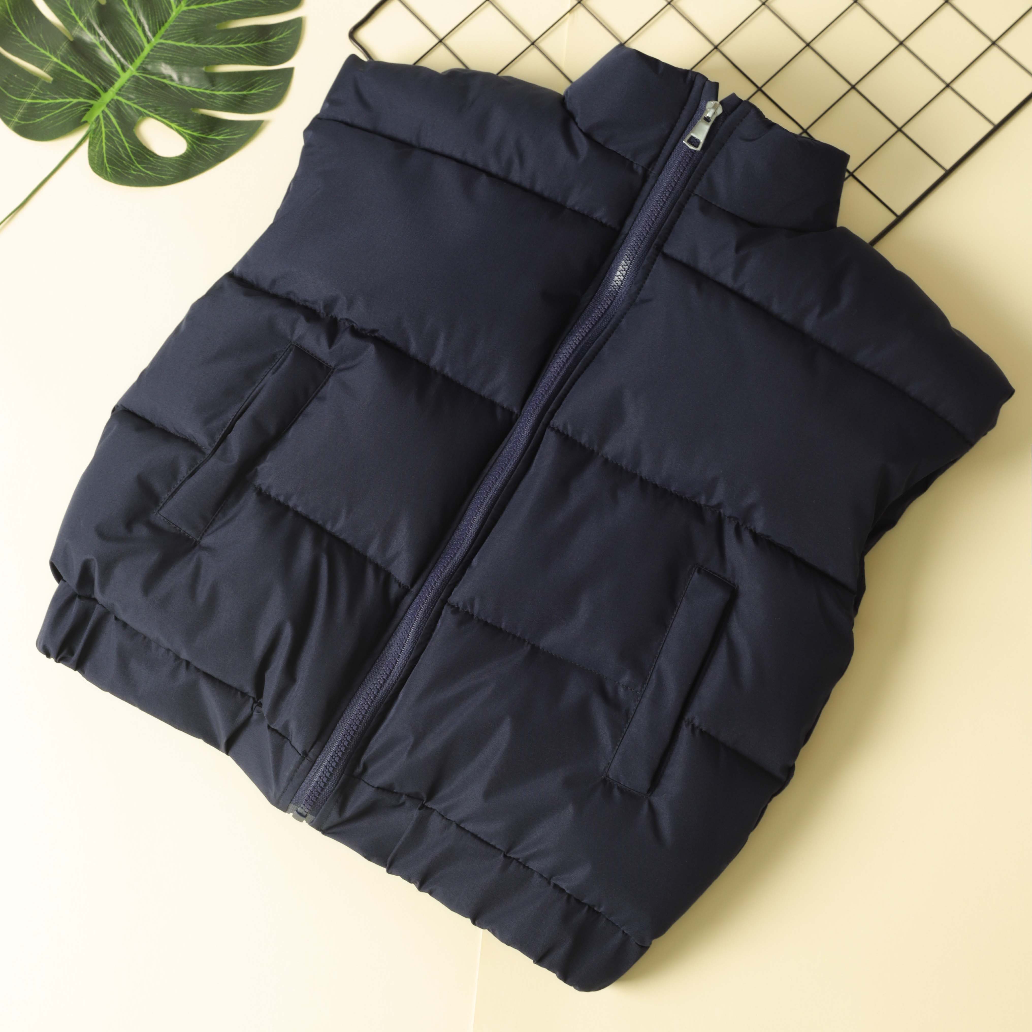 

Модная теплая куртка-жилет для детей с воротником-стойкой и подкладкой 160 темно-синий