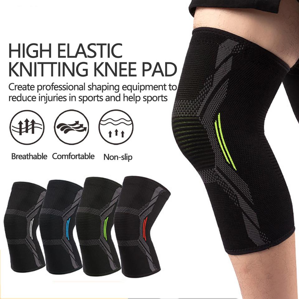 1Pcs High-Elastic Knitted Knee Pads Surrounding Pressurization Stabilize The Patella Silicone Anti-Slip Breathable Leg Guards