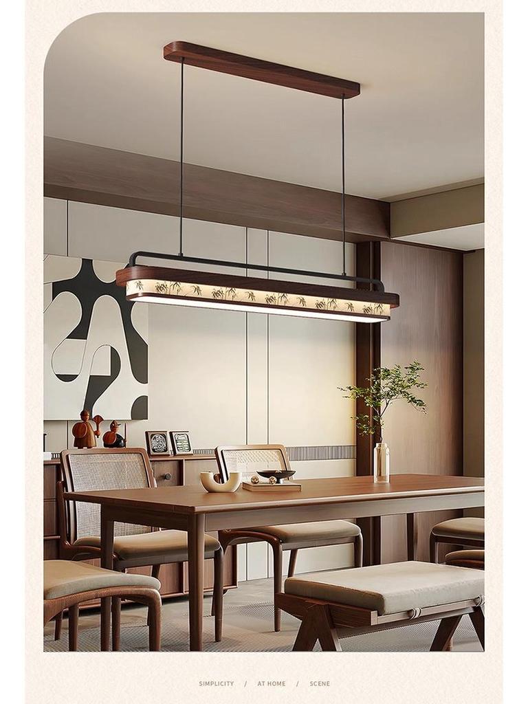 Song Dynasty Zen Chandelier: Retro Fabric, Rectangular Dining Room & Tea Room Light