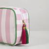 1PC Large Striped Portable Cosmetic Bag For Women Tassel Zipper Makeup Bag Large Capacity Storage Pouch Bags