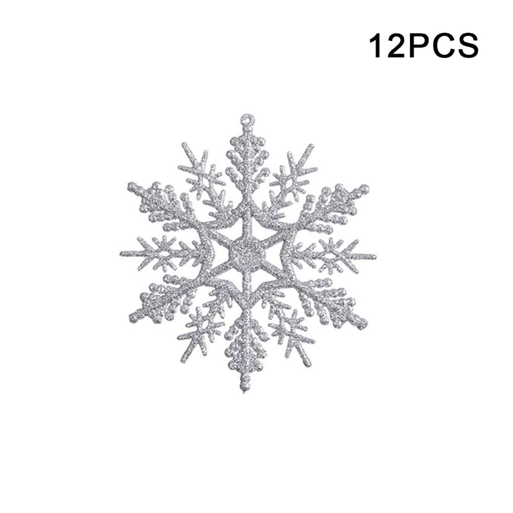 12pcs/set Simulation Snowflakes with Hole Christmas Tree Hanging Ornament Xmas Fake Snowflakes 2025 Navidad New Year Party Decor