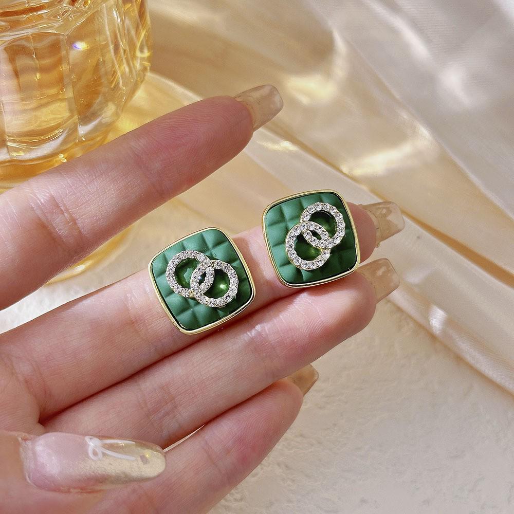 High-Grade Green Floral Pearl Earrings - Silver Needle Lily of the Valley and Tulip Design