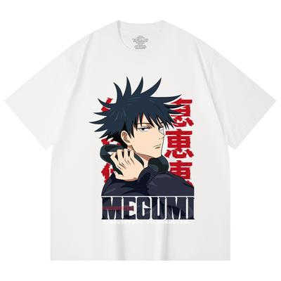 230 Gsm 100% Cotton Jujutsu Kaisen V38 Megumi Print Unisex Heavy Cotton T Shirt