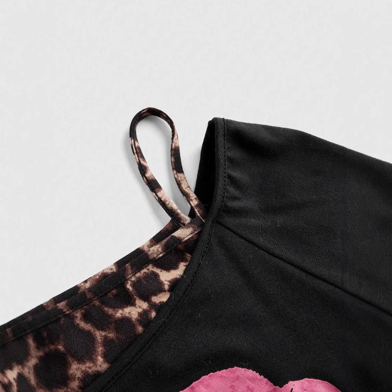 Evropský a americký letní dámský Y2K personalizovaný top s kulatým výstřihem a efektem falešného dvoudílného oblečení