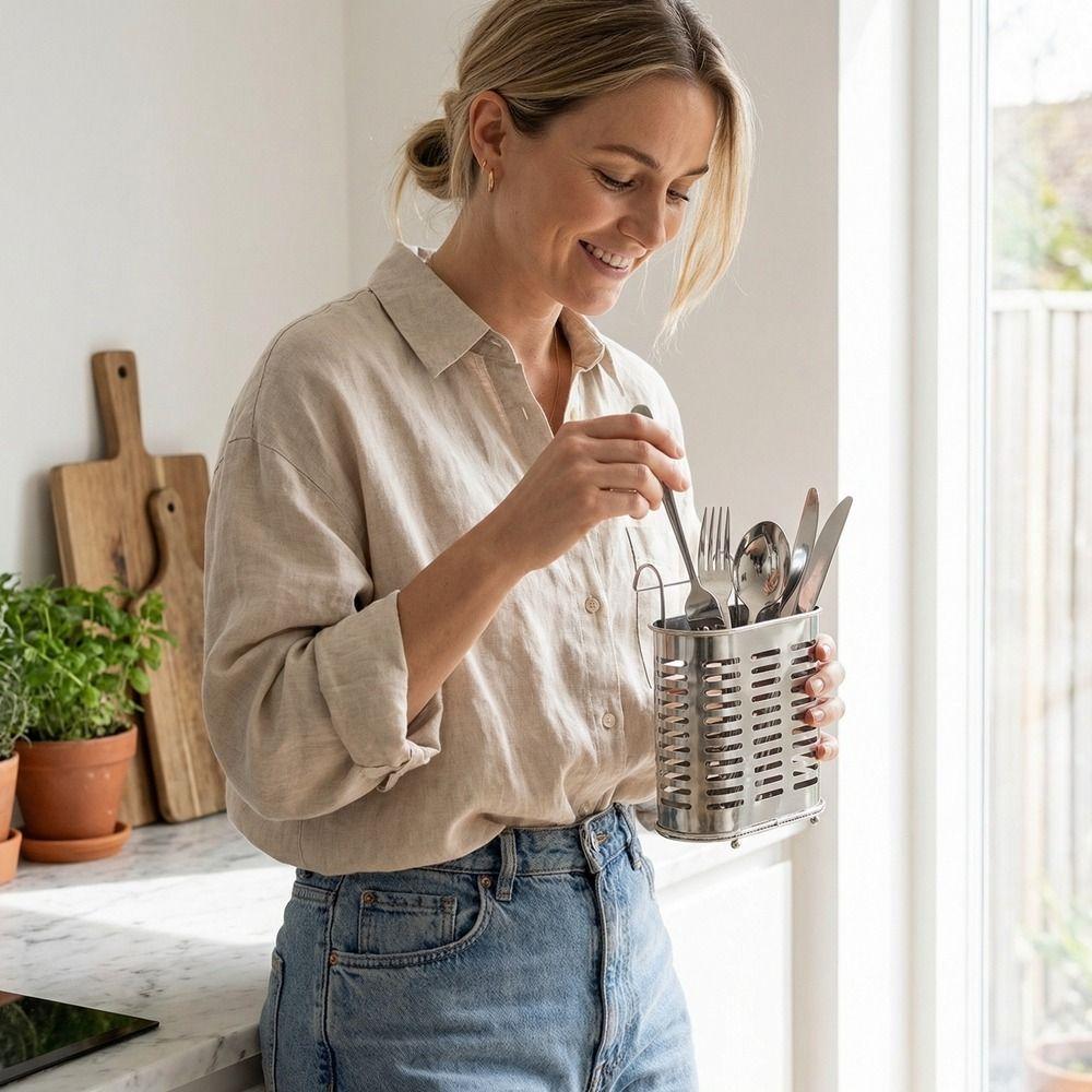 Stainless Steel Chopsticks Holder Efficient Draining Hanging Chopsticks Tube Wall Mounted Rust-Free Kitchen Tableware Holder