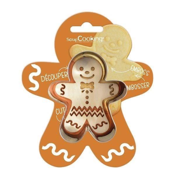 Kit découpoir et embosseur bois - SCRAPCOOKING - Forme Ginger (bonhomme en pain d'épice)