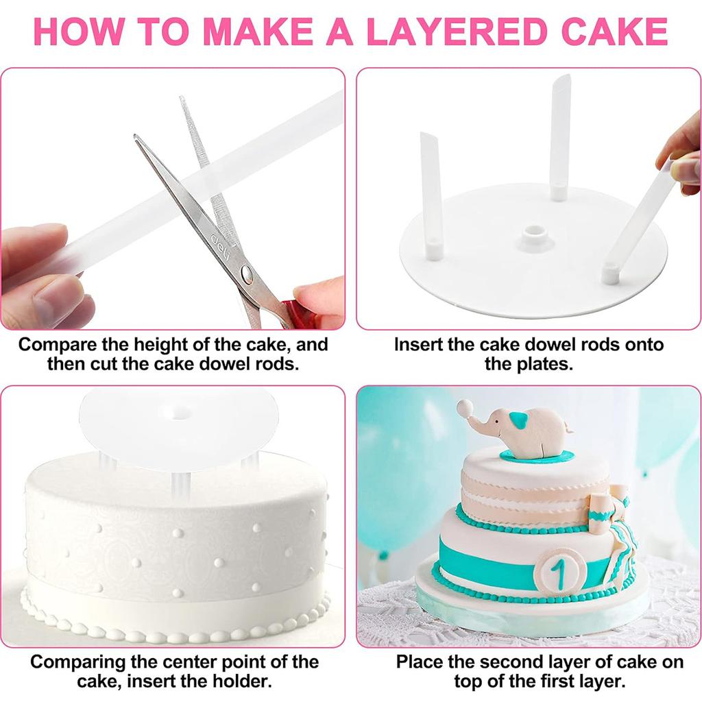 15 pieces clear cake stacking dowels with 5 Cake Separator Plates for 4 6 8 1012 Inch Cakes  for Wedding Cake Construction