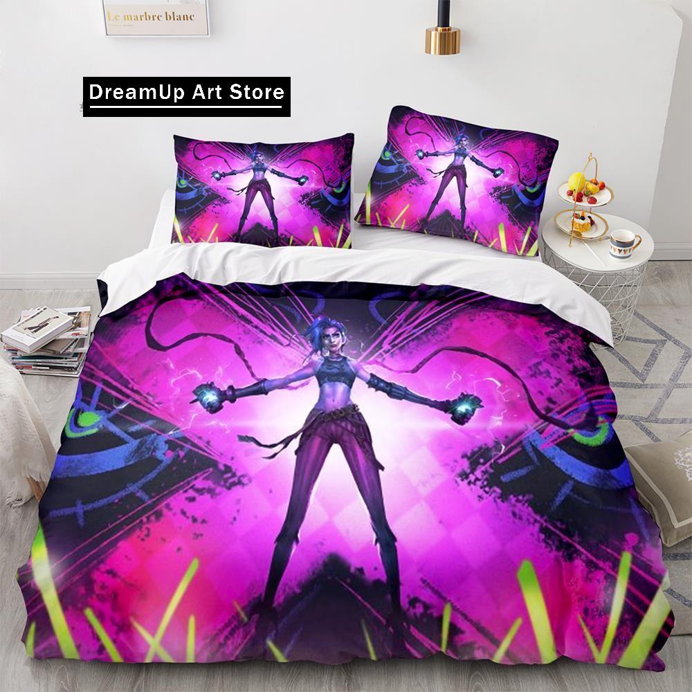 

Arcane Anime Game Jinx Комплект постельного белья Милый пододеяльник Покрывало с наволочкой Twin Single Queen King Size Мальчики Взрослые Дома EU Single 90x200cm