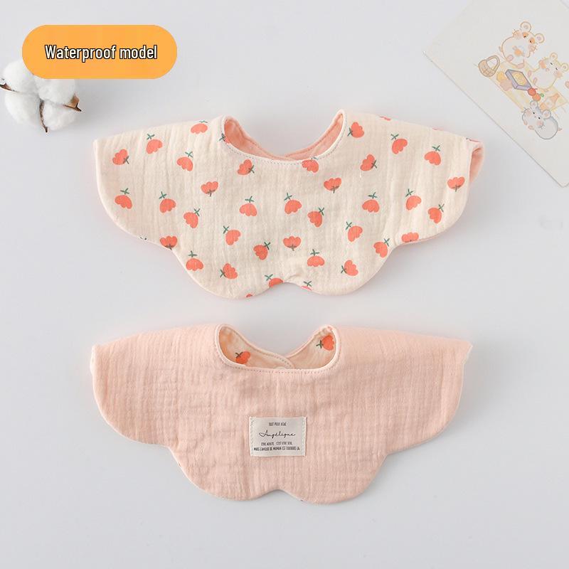 Dwustronny, wodoodporny śliniaczek dla niemowląt w stylu koreańskim z płatkami, wykonany w 100% z gazy bawełnianej