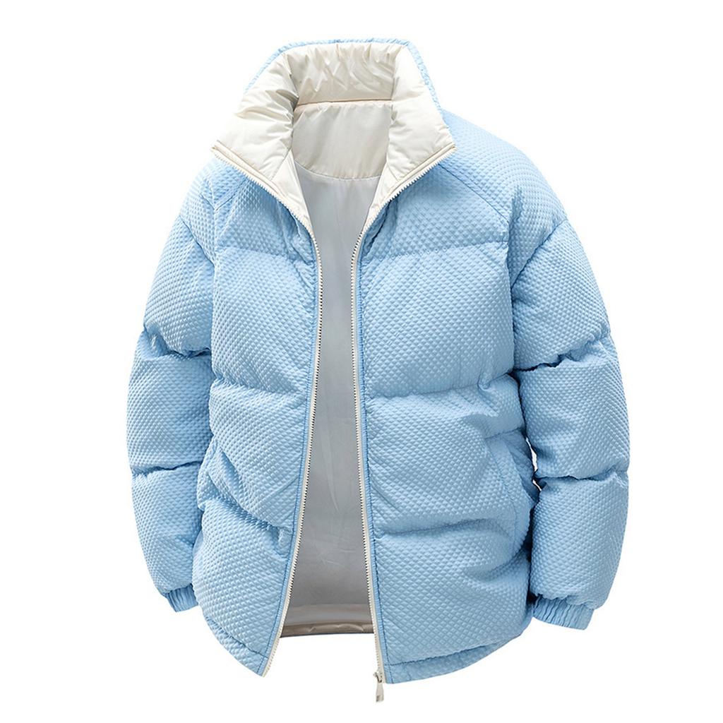 Men's Stand Collar Solid Color Jacket Plus Velvet Thickened Couple Casual Comfortable Cotton Jacket