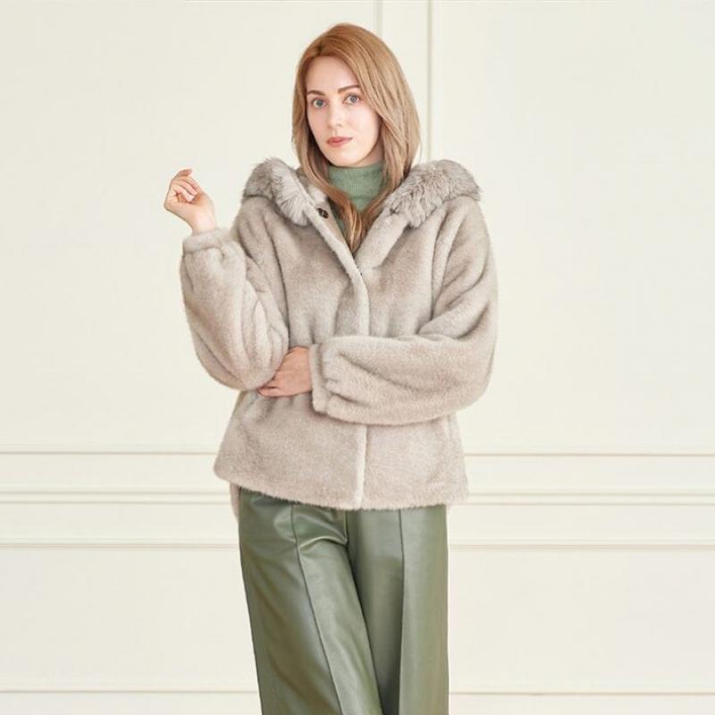 La Belle Shinyoung Fur Fox Trimming Hooded Jacket Lb001jk