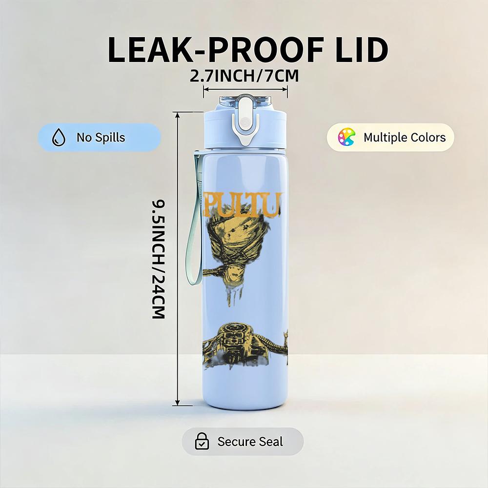 PC Retro Drill Machine Industrial Sketch Print 750ml colorful plastic sports water bottle leakproof pop up lid with straw for outdoor work home use