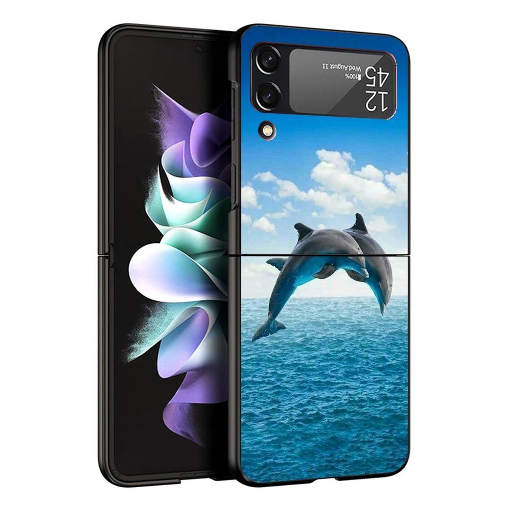 Ocean Animal Cute Dolphin Case For Samsung Galaxy Z Flip 7 6 5 4 3 z Flip7 Flip6 Flip5 Flip4 5G Phone Cover Flip3 Folding Coque