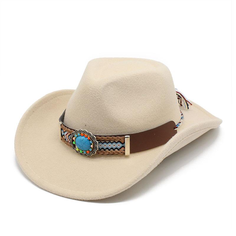 Casual Versatile Retro Ethnic Style Men'S And Women'S Parent-Child Western Cowboy Hat Big Edge Wide Edge Sunshade Top Hat