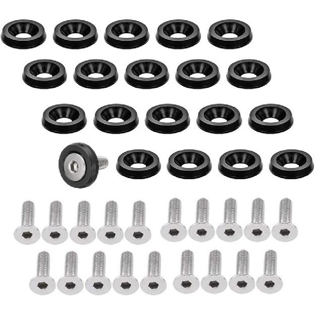 

20PCS Aluminum Bumper Fender Washer M6 T6 Grade CNC Billet Engine Bay Dress Up Kit (Black) чёрный