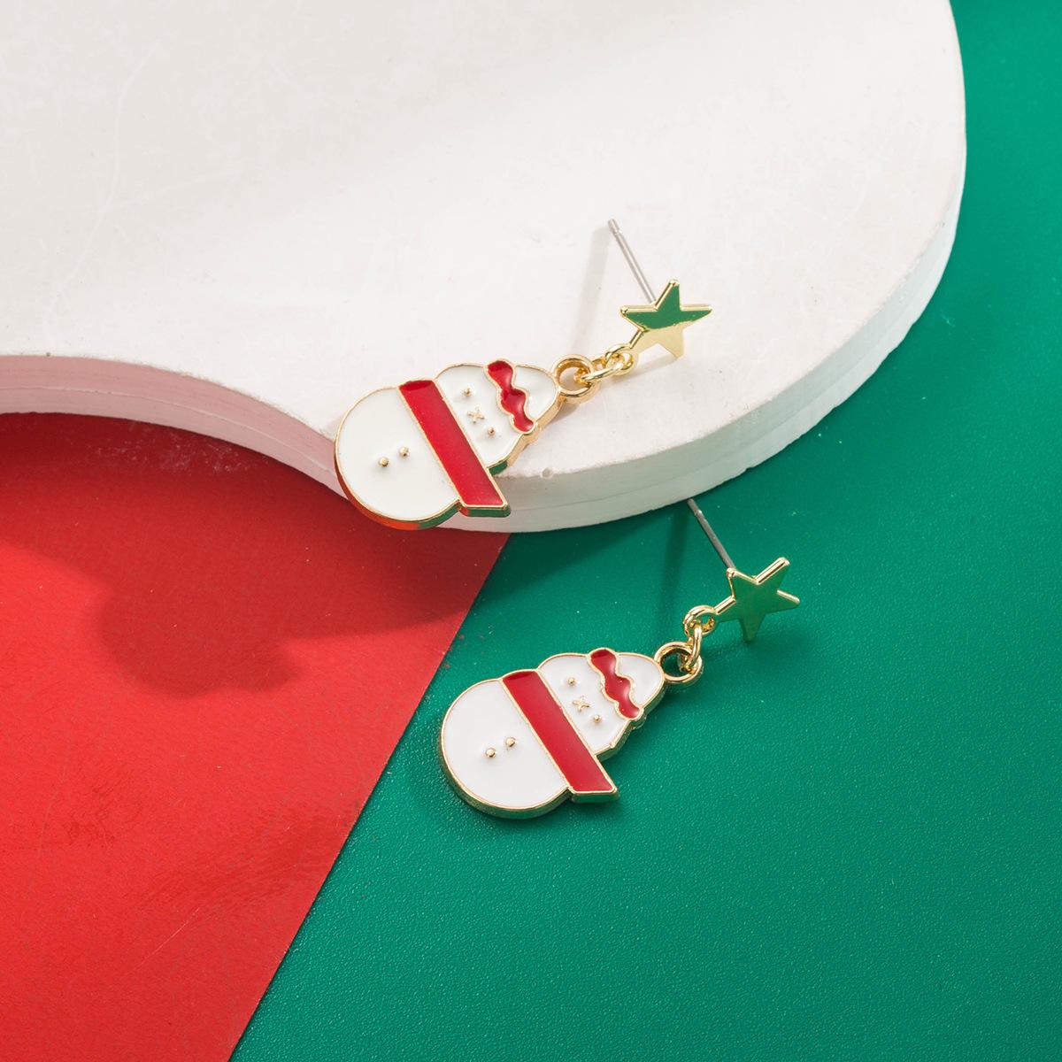 

Christmas Series Earrings Personality Versatile Snowman Christmas Tree Reindeer Stud Earrings Alloy Oil Drop Earrings for Women Snowman