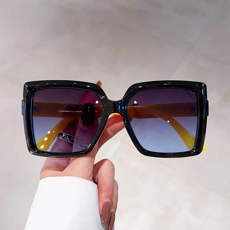Luxury Brand Designer Oversized Sunglasses Women For Men Vintage Fashion Sun Glasses Popular Punk Big Frame Double Color Shades