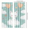 2pcs Cute Cat Window Drapes for Bedroom Living Room Green Kawaii Animal Curtains