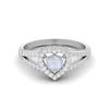 1.05 Cts Round Moonstone Heart Shape 925 Sterling Silver Split Shank Women Wedding Ring