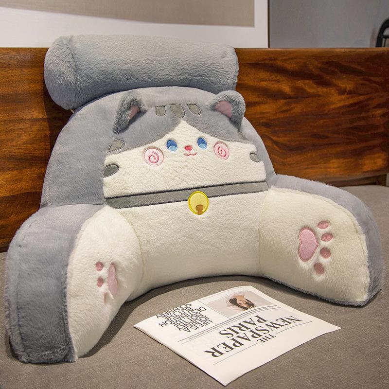 Зимняя плюшевая поясничная подушка-подголовник с мягкой спинкой, съемная и моющаяся мультяшная большая подушка-спинка 60x40cm