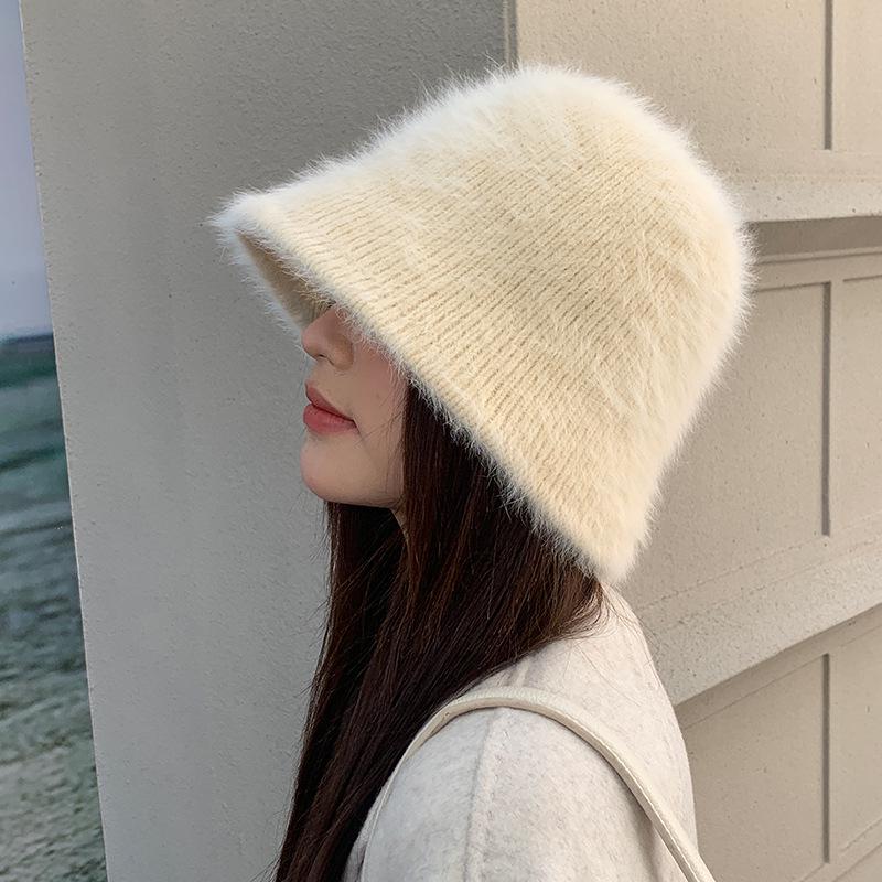 Women's Winter Wool Felt Fisherman Hat – Warm, Ear-Protecting Bucket Style for Large Heads, Slim Face Design
