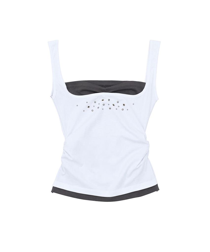 NO EXTRA TOUCH Studded Layered Sleeveless (Ivory) / 26Smsl002Iv