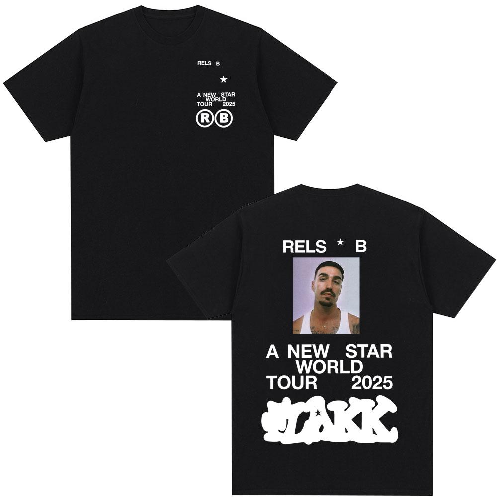 

Rapper Rels B A New Star World Tour 2025 T-shirt Men s Women Clothing Hip Hop T-shirts Cotton Harajuku Cozy T Shirts Streetwear 5XL різнокольоровий