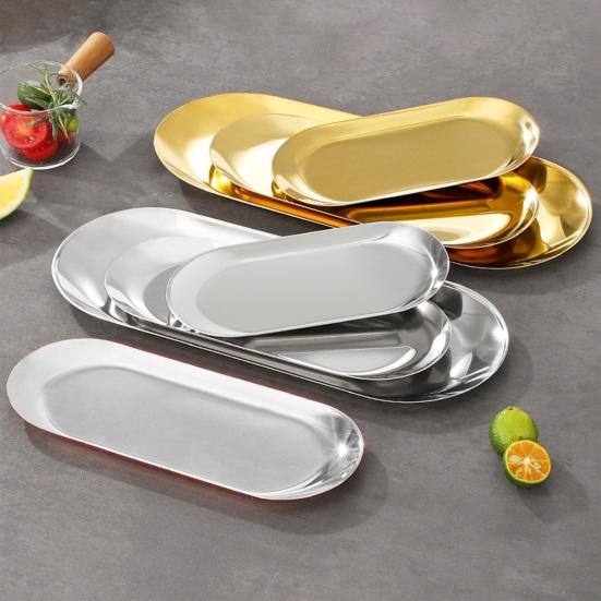 Placă de grătar din oțel inoxidabil, strălucire în oglindă, de calitate alimentară, sigură pentru mașina de spălat vase, gustare multifuncțională, desert, servire de mâncare cu legume