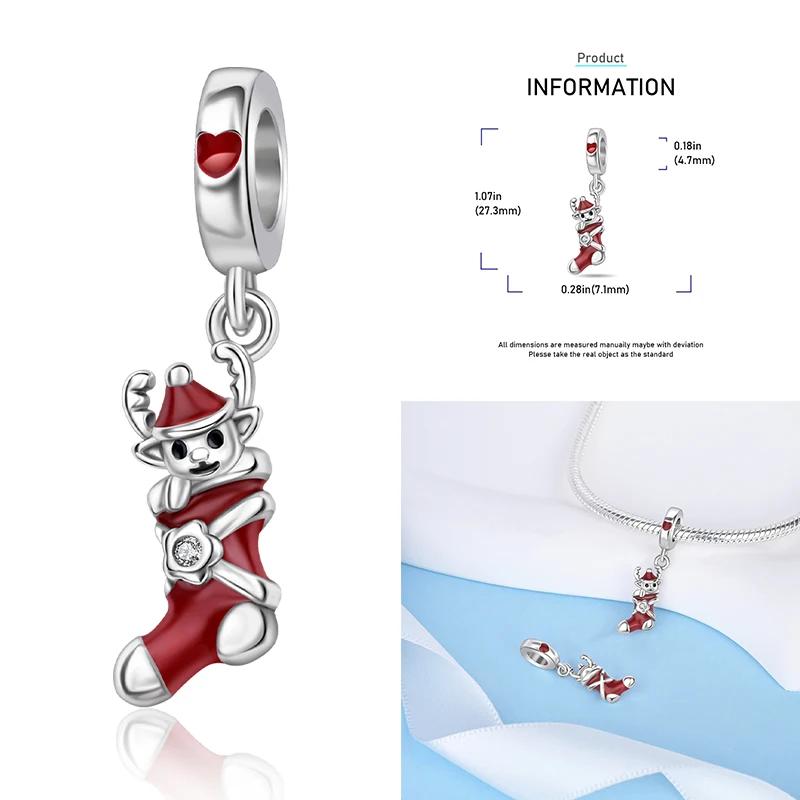 Christmas Charms Copper Elk Santa Claus Bead Snowflake Bell Snowman Charm Fit Original Bracelet Diy Jewelry