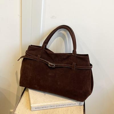 New Style Fashionable and Versatile Retro Suede Suede Tote Design Handheld Shoulder Bag